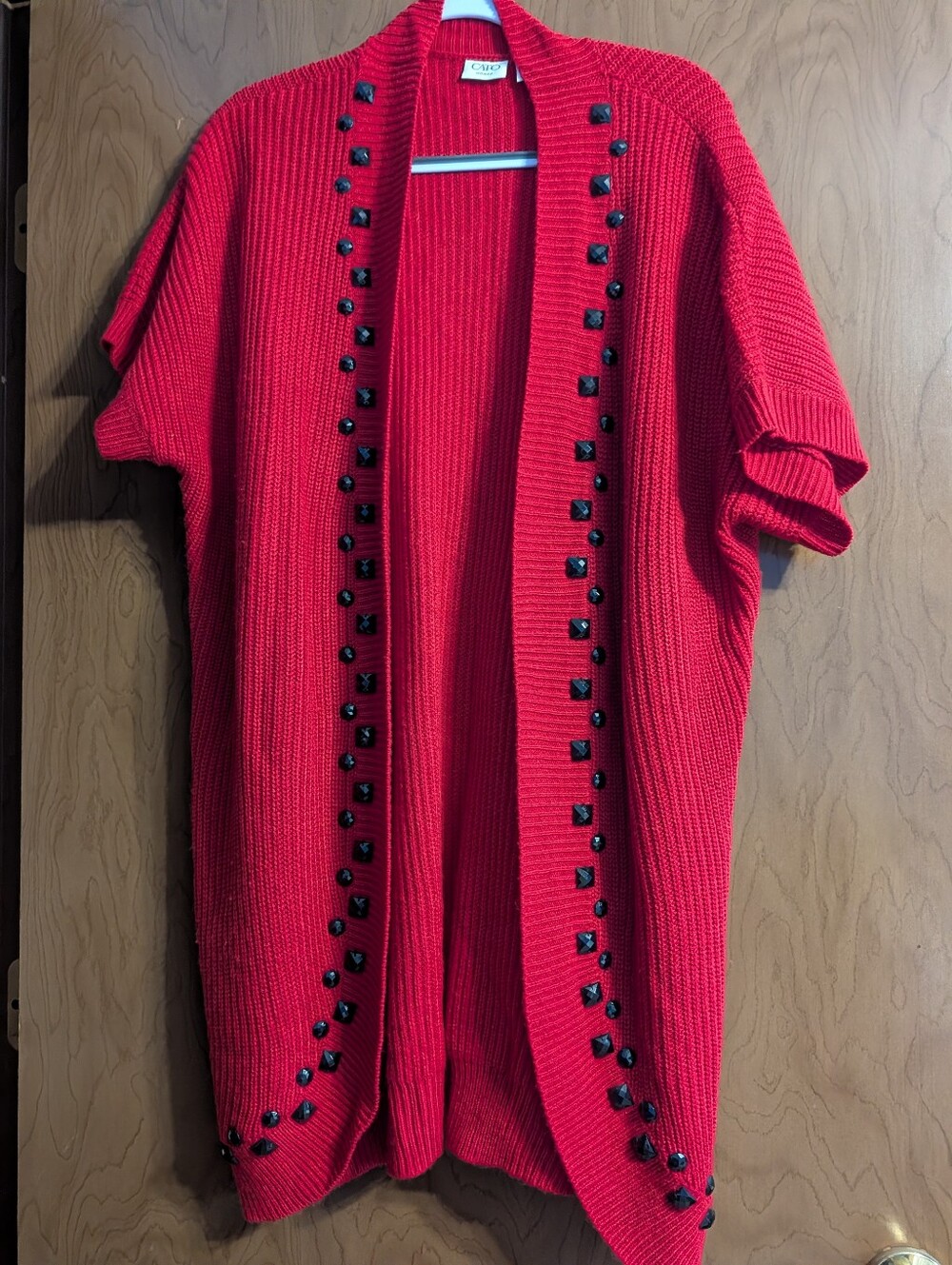 CATO Ladies Open Front Cardigan Sweater. Size 22/24W. Short Sleeves 34" Length